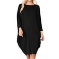 thumbnail image 1 of Women's Casual Loose Fit Long Sleeves Dolman Style Solid Midi Dress, 1 of 4