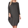 thumbnail image 1 of Moa Collection Women's Casual Loose Fit Long Sleeves Dolman Style Solid Midi Dress, 1 of 4