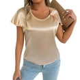 thumbnail image 1 of Women's Casual Loose Fit Round Neck Short Sleeve T-Shirt Asymmetrical Sleeve Detail Everyday Wear Spring Summer Comfortable Breathable Soft Fabric, 1 of 2