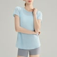 thumbnail image 1 of Women's Casual Loose Fit Round Neck Short Sleeve T Shirt With Back Cutout For Daily Wear Yoga And Sports Comfortable Breathable Soft Fabric Women's Plain T Shirt 100 Polyester Shirts Women Womens, 1 of 3