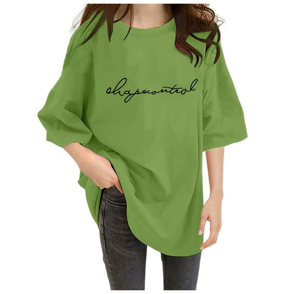 Women's Casual Loose Fit Solid Color Crew Neck T-Shirt Comfortable Drop Shoulder Sleeve Top Soft Breathable Tee