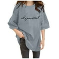 thumbnail image 1 of Women's Casual Loose Fit Solid Color Crew Neck T-Shirt Comfortable Drop Shoulder Sleeve Top Soft Breathable Tee, 1 of 2