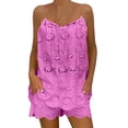 thumbnail image 1 of Women's Casual Loose Fit Solid Color Short Sleeve Tee and Pants Two Piece Shorts Suit Set, 1 of 6