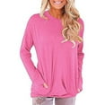 thumbnail image 1 of Women's Casual Loose Fit Tunic Tops Long Sleeve Comfy Pockets Sweatshirts Teen Girls Trendy Stuff Clothes Pullover Blouses, 1 of 4