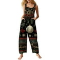 thumbnail image 1 of Women's Casual Loose Jumpsuit with Christmas Print, Army Green, Size L, 1 of 5