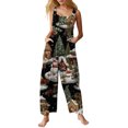 thumbnail image 1 of Women's Casual Loose Jumpsuit with Christmas Print, Green, Size S, 1 of 4