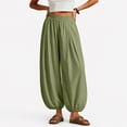 thumbnail image 1 of Women's Casual Loose Lantern Harem Pants Elastic Waist Baggy Wide Leg Trousers with Cuffed Ankles for Summer Wear, 1 of 7