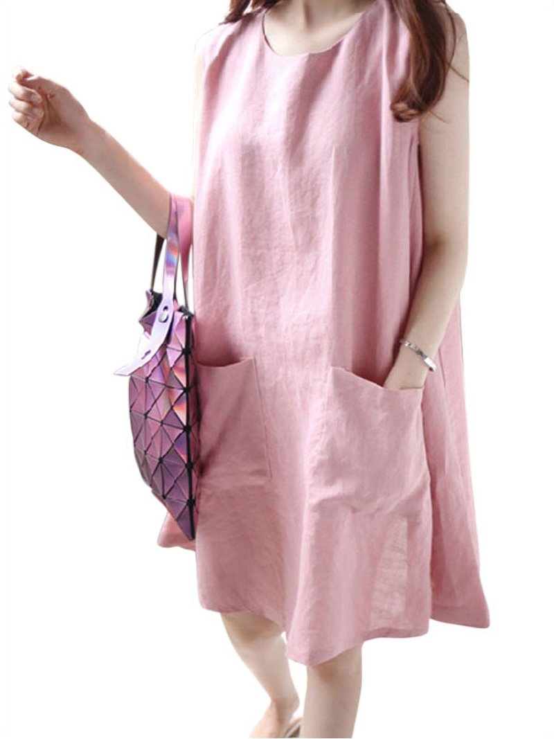 chinese dress ladies V Neck Loose Sleeveless Maxi Dresses C418#  YLISTYLE