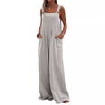 thumbnail image 1 of Women's Casual Loose Overalls Jumpsuits Adjustable Straps Wide Leg Long Pant Rompers With Pockets, 1 of 6