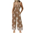 thumbnail image 1 of Women's Casual Loose Overalls Jumpsuits Floral One Piece Square Neck Shirred Pants with Pockets, 1 of 4