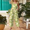 thumbnail image 1 of Women's Casual Loose Overalls Jumpsuits One Piece Sleeveless Printed Wide Leg Long Pant Rompers With Pockets Green M, 1 of 6