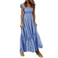 thumbnail image 1 of Women's Casual Loose Pocket Long Dress Leisure Summer Long Dress Sleeveless Square Neck Dresses Sweet Style Summer Beach Dresses, 1 of 5