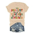 thumbnail image 1 of Women's Casual Loose Round Neck Christmas Print Short Sleeve Tee Festive Holiday Top Long Sleeve Compression Shirts for Women Womens Long Sleeved Tees Long Sleeve Shirts Tall Women Shirts Workout T, 1 of 2