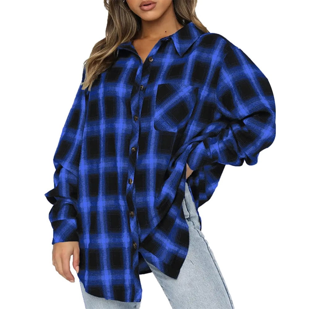 Blue flannel cheap shirt womens