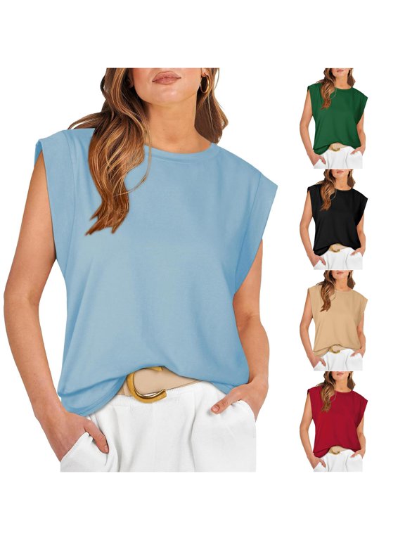 Women's Casual Loose Sleeved Top Summer Tank Top Basic T Shirt plus Size T Shirts Neck Tops for Women Woman Tees Turtle Neck Top Pack for Women Women Tee Shirts Pack Exercise Wear for Women