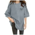 thumbnail image 1 of Women's Casual Loose Solid Color T Shirt With Crew Neck And Sleeved Drop, 1 of 2