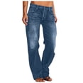 thumbnail image 1 of Idoravan womens jeans straight leg Women's Casual Loose Wide Leg Jeans Comfy High Waisted Sports Pants With Pockets Jeans, 1 of 4