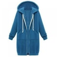 thumbnail image 1 of Women's Casual Loose Zip up Long Hoodies Sweatshirt Outerwear Jacket Tunic Coat with Pockets, 1 of 7