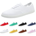 thumbnail image 1 of Women's Casual Low Top Sneakers Solid Color Breathable Lightweight Walking Shoes, 1 of 7