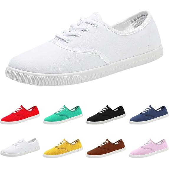Women's Casual Low Top Sneakers Solid Color Breathable Lightweight Walking Shoes