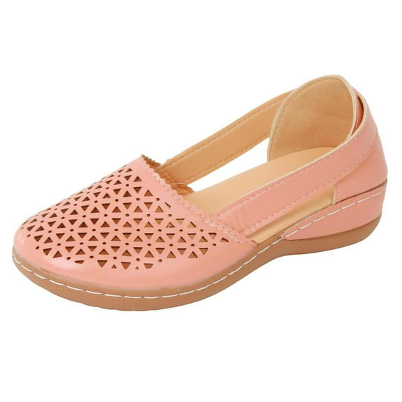 Women's Casual Mary Janes Hollow Ballet Flats Vintage Leather Low Heel