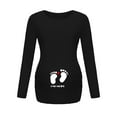 thumbnail image 1 of Women's Casual Maternity Shirts Long Sleeve Soft and Comfy Pregnancy Tee Tops Side Split Maternity Clothes Black M, 1 of 3