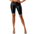 thumbnail image 1 of Women's Casual Metallic Pu Leather Biker Shorts, 1 of 2