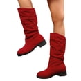 thumbnail image 1 of Women's Casual Mid Calf Boots, Plus Size Suede Round Toe Slouch Design with Breathable Lining, Trendy Boots for Daily Leisure Gift, 1 of 9