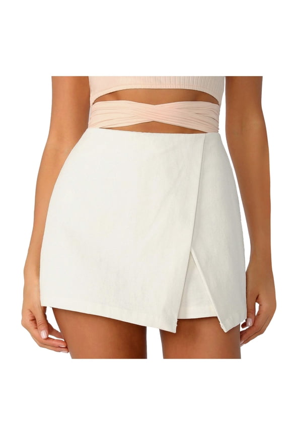 Women's Casual Mid Waist Zip Back Split Front Summer Solid Wrap Shorts Shorts for Women Women's Short Sliding Shorts Women Softball Yoga Shorts with Pockets for Women Women's Shorts Dressy Long Bike