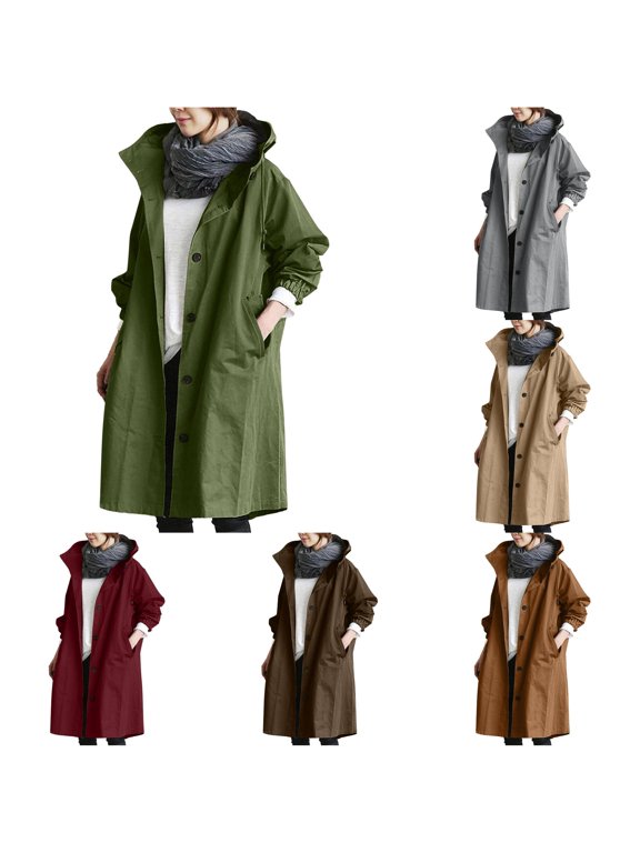 Women's Casual Midi-Length Belted Windbreaker Trench Coat Outerwear