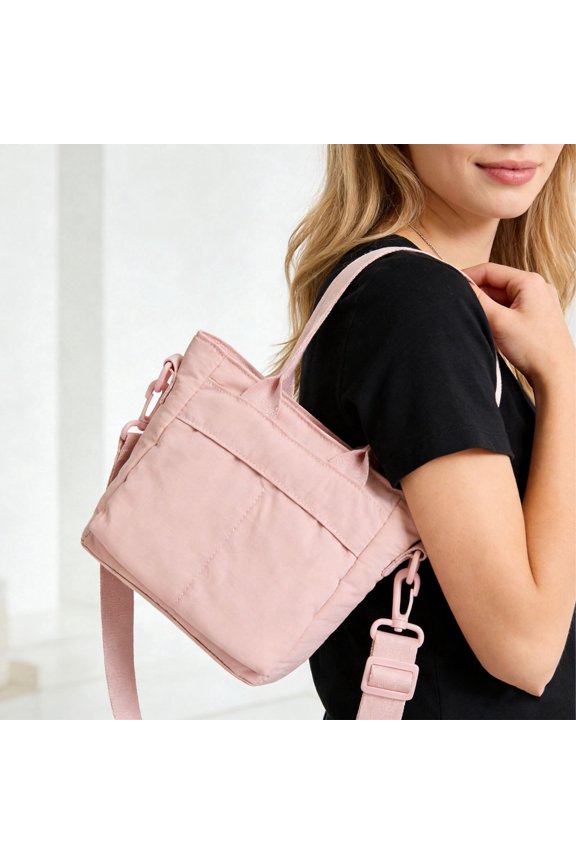 Women's Casual Mini Crossbody Bag Canvas Handheld Shoulder Purse, Multi-Way Wear Crossbody Shoulder Handbag, Lightweight Daily Commuting Shopping Tote