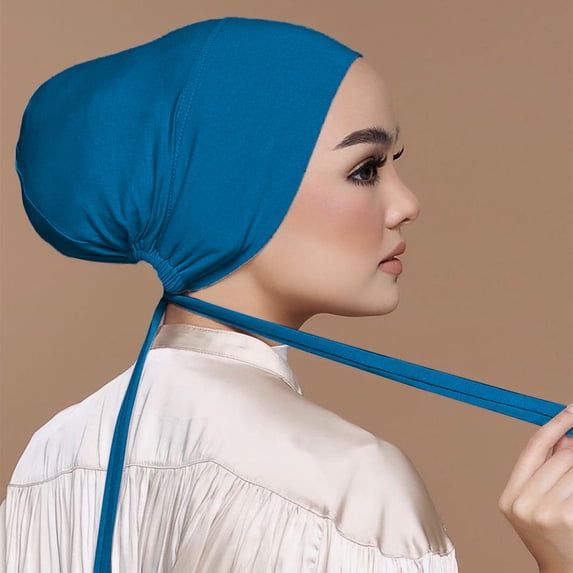 Women's Casual Muslim Hijab, Solid Color and Multicolor Elastic Bottom Hijab, Breathable Modest Scarf Wrap for Daily Wear, Islamic Prayer and Fashion-Green