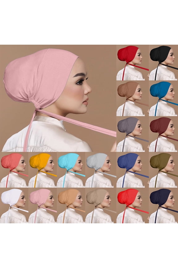Women's Casual Muslim Hijab, Solid Color and Multicolor Elastic Bottom Hijab, Breathable Modest Scarf Wrap for Daily Wear, Islamic Prayer and Fashion-JN