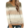 thumbnail image 1 of Women's Casual Non Positioning Printed-neck Long Sleeved T-shirt Loose Fashionable Top, 1 of 4