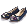 thumbnail image 1 of Women's Casual Non-Slip Flat Walking Shoes Flower Embroidery Soft Comfortable Ballets Round Toe Ballet Flat, 1 of 7