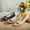 thumbnail image 1 of Women's Casual Non-Slip Flat Walking Shoes Flower Embroidery Soft Comfortable Ballets Round Toe Ballet Flats, White, 1 of 8
