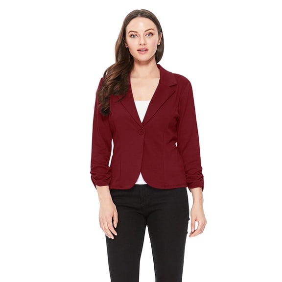 Women's Casual Office 3/4 Long Sleeve Open Front Blazer Jacket S-3XL