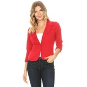 Womens Casual Office 3/4 Long Sleeve Open Front Blazer Jacket S-3XL