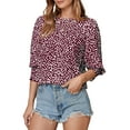 thumbnail image 1 of Women's Casual Office Crew Neck T Shirt Dot Half Sleeve Top, 1 of 5