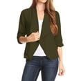 thumbnail image 1 of Women's Casual Office Wear Open Draped Front 3/4 Sleeves Basic Solid Blazer Jacket S-3XL, 1 of 3