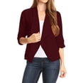 thumbnail image 1 of Women's Casual Office Wear Open Draped Front 3/4 Sleeves Basic Solid Blazer Jacket S-3XL, 1 of 3