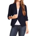 thumbnail image 1 of Women's Casual Office Wear Open Draped Front 3/4 Sleeves Basic Solid Blazer Jacket S-3XL, 1 of 3