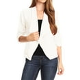 thumbnail image 1 of Women's Casual Office Wear Open Draped Front 3/4 Sleeves Basic Solid Blazer Jacket S-3XL, 1 of 3