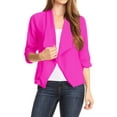 thumbnail image 1 of Women's Casual Office Wear Open Draped Front 3/4 Sleeves Basic Solid Blazer Jacket S-3XL, 1 of 3