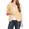 thumbnail image 1 of Women's Casual Office Wear Open Draped Front 3/4 Sleeves Basic Solid Blazer Jacket S-3XL, 1 of 3
