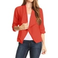 thumbnail image 1 of Women's Casual Office Wear Open Draped Front 3/4 Sleeves Basic Solid Blazer Jacket S-3XL, 1 of 3