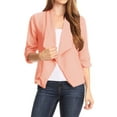 thumbnail image 1 of Women's Casual Office Wear Open Draped Front 3/4 Sleeves Basic Solid Blazer Jacket S-3XL, 1 of 3