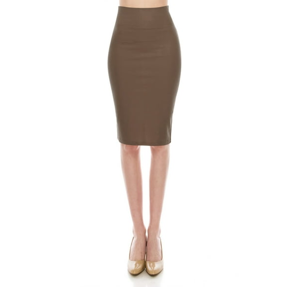 Women's Casual Office Work Wear Comfy Stretch Bodycon Solid Midi Pencil Skirt