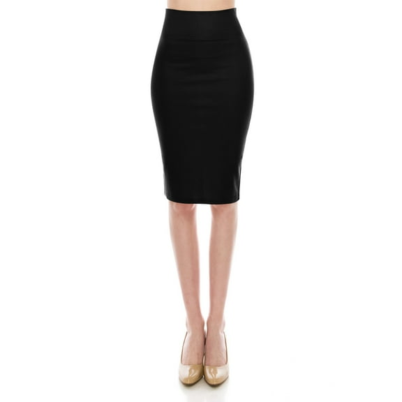 Women's Casual Office Work Wear Comfy Stretch Bodycon Solid Midi Pencil Skirt