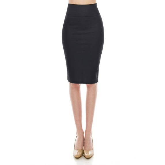 Women's Casual Office Work Wear Comfy Stretch Bodycon Solid Midi Pencil Skirt